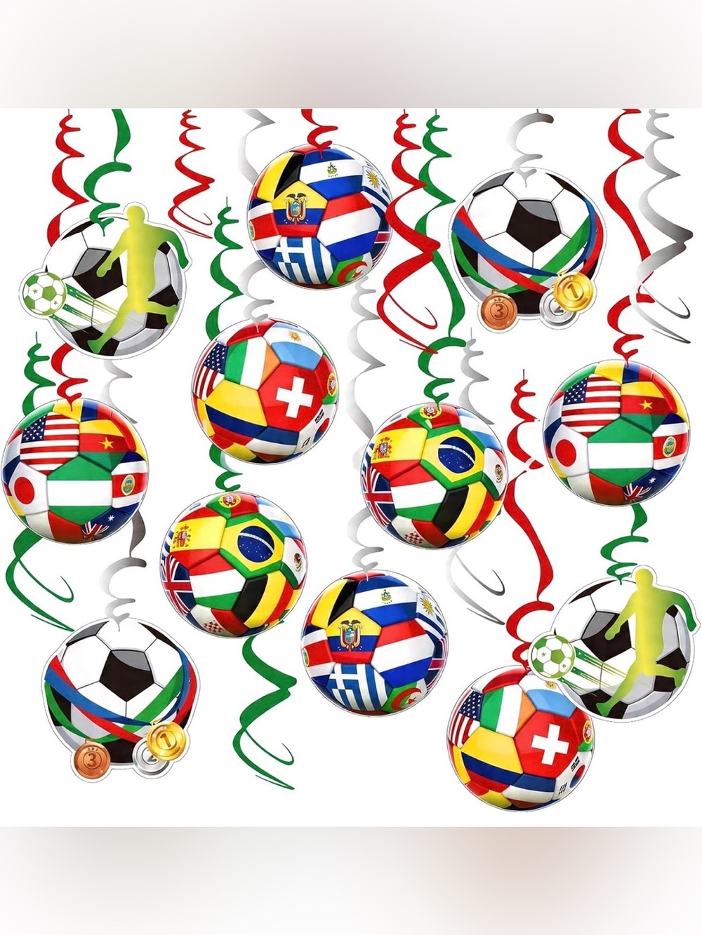 12 PCS World Cup Decorations, Soccer Birthday Party Decorations